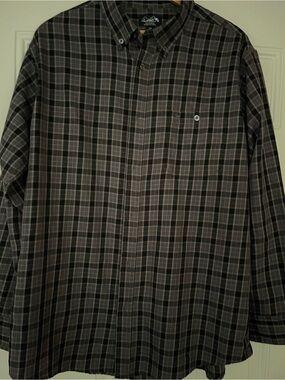 Arnold Palmer Men's Gray Plaid Button-Up Shirt